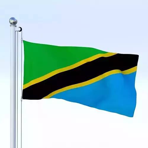 Animated Tanzania Flag Low-poly 3D model