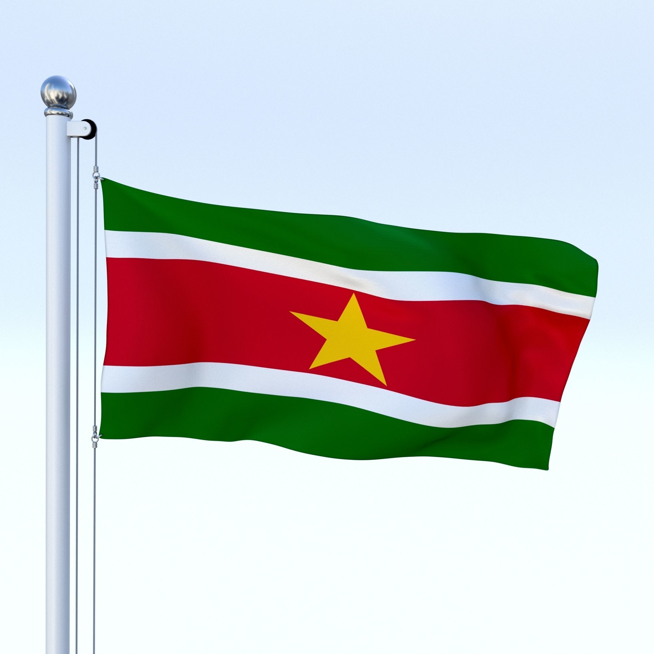 Animated Suriname Flag Low-poly 3D model_6
