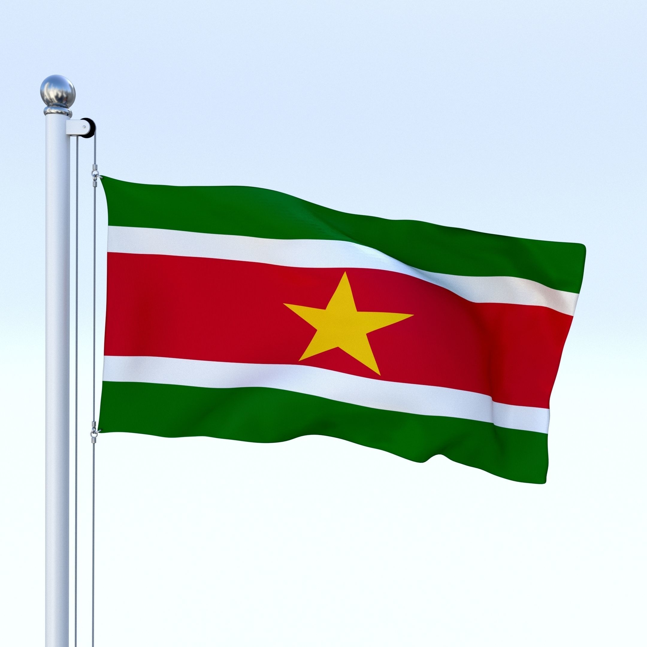 Animated Suriname Flag Low-poly 3D model_25