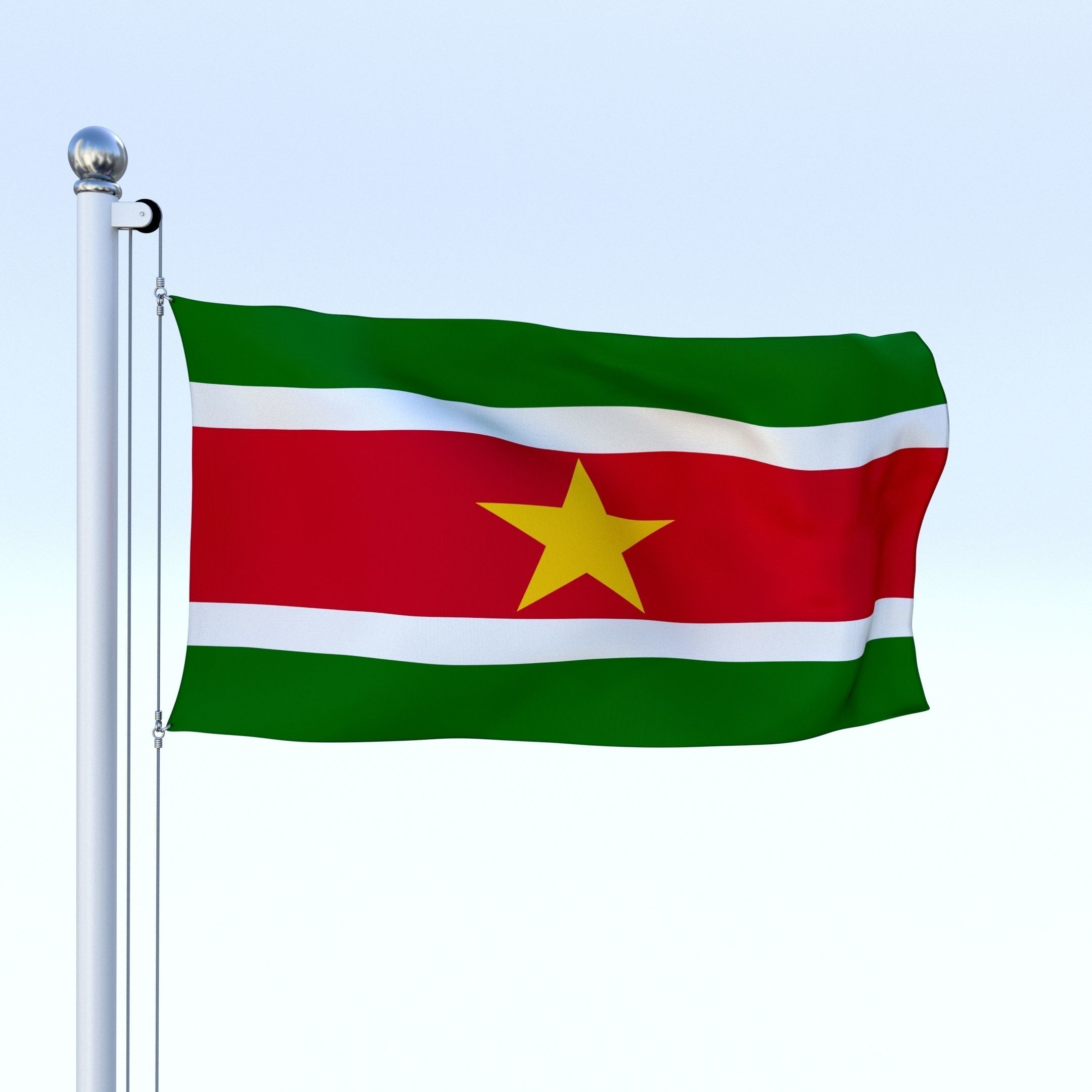 Animated Suriname Flag Low-poly 3D model_12