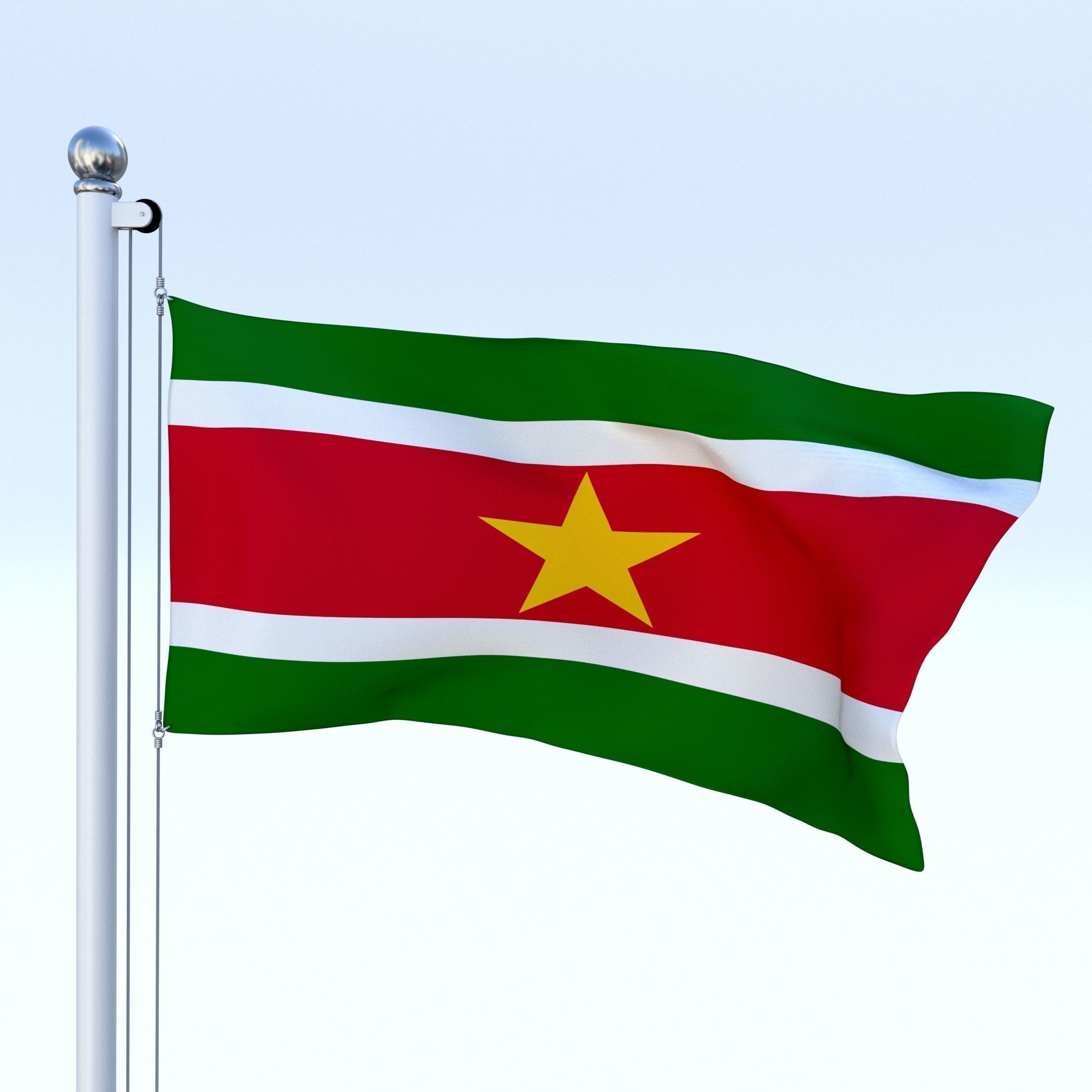 Animated Suriname Flag Low-poly 3D model_1