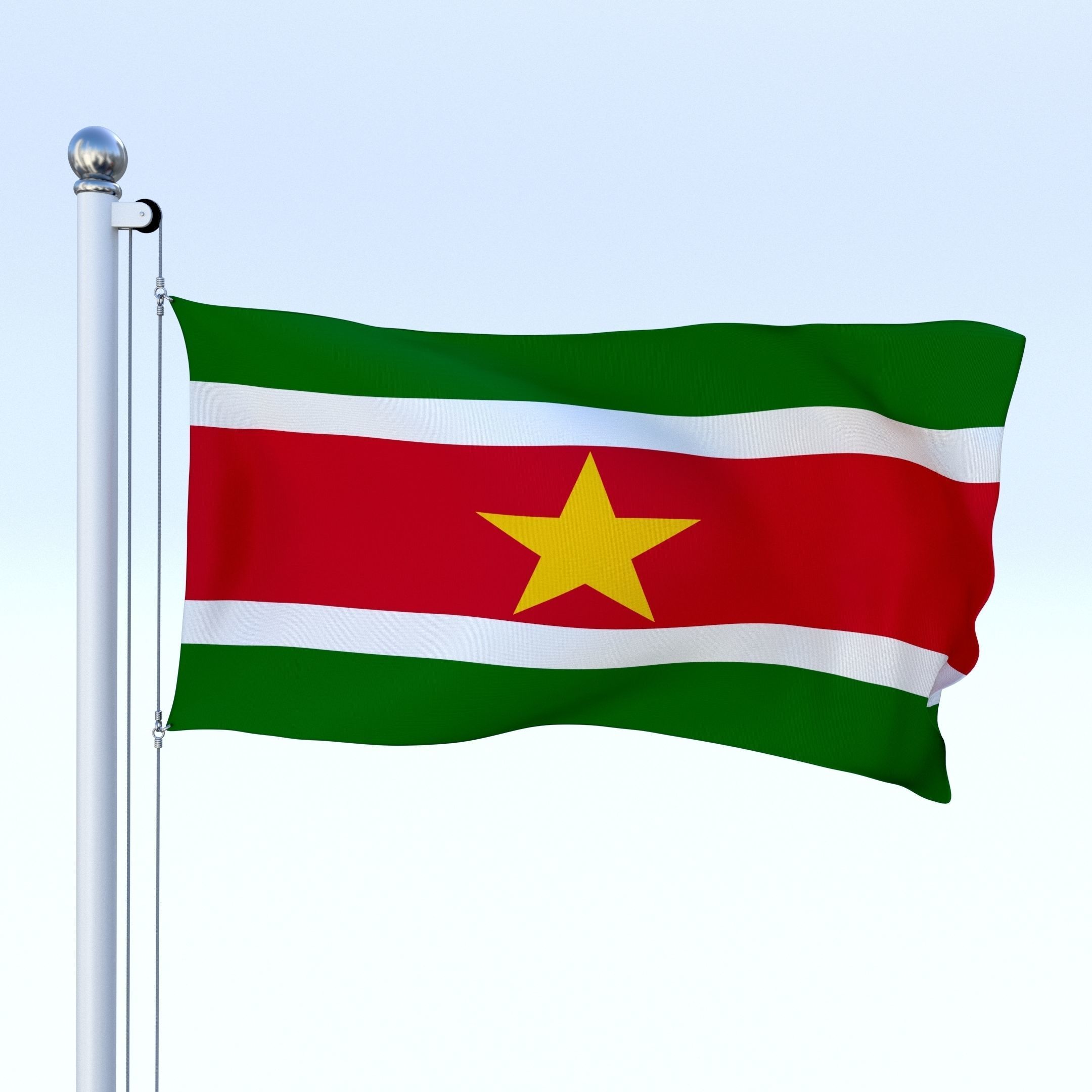 Animated Suriname Flag Low-poly 3D model_26