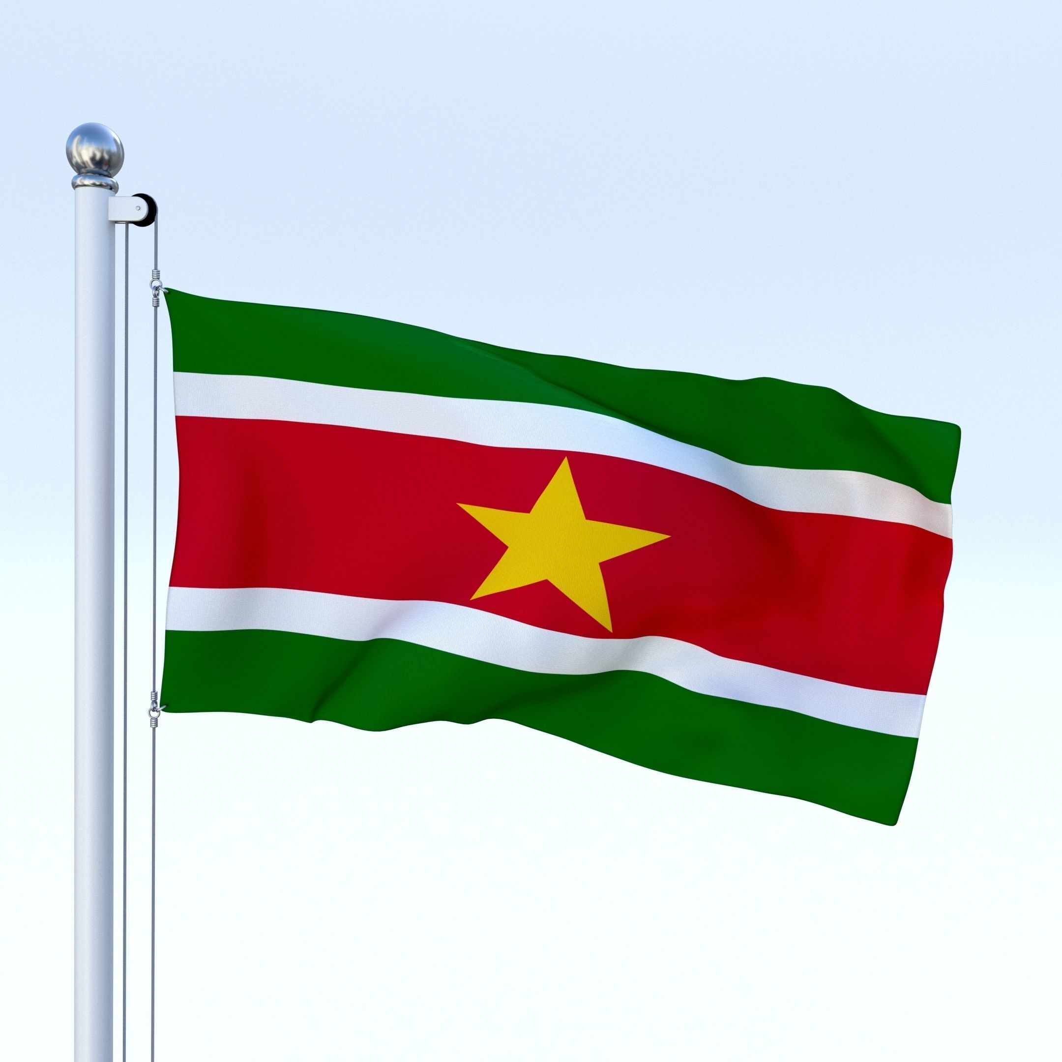 Animated Suriname Flag Low-poly 3D model_5