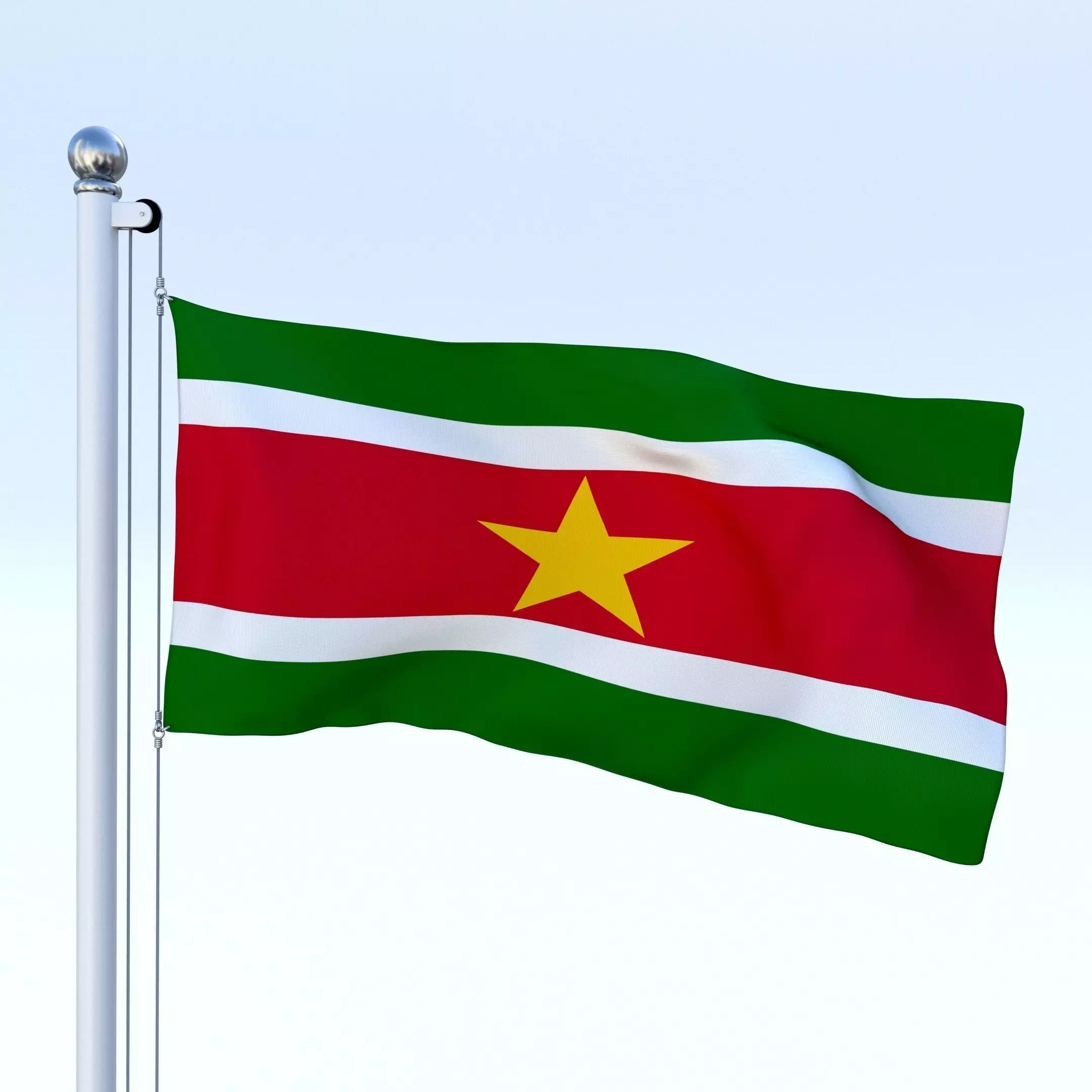 Animated Suriname Flag Low-poly 3D model_0