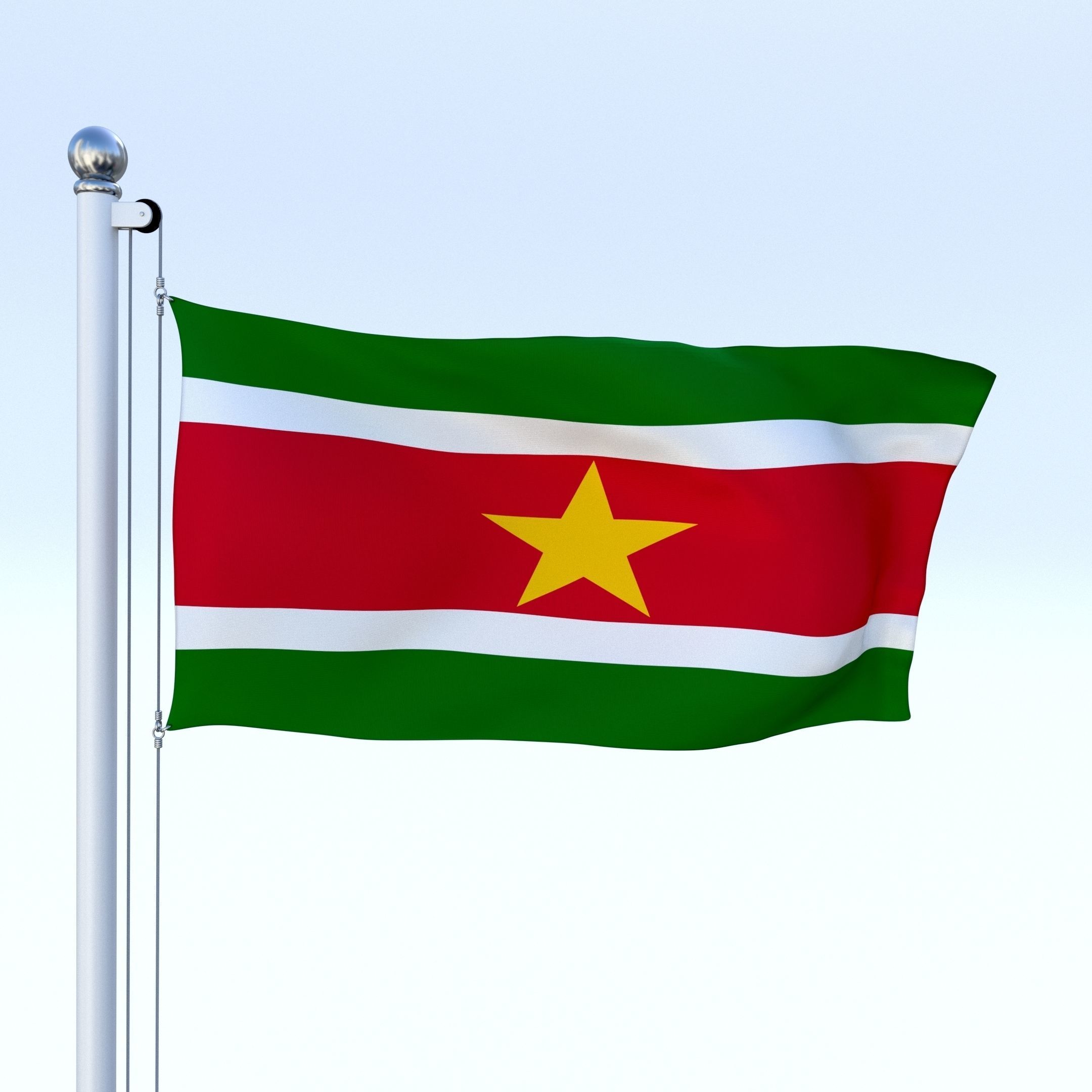 Animated Suriname Flag Low-poly 3D model_13