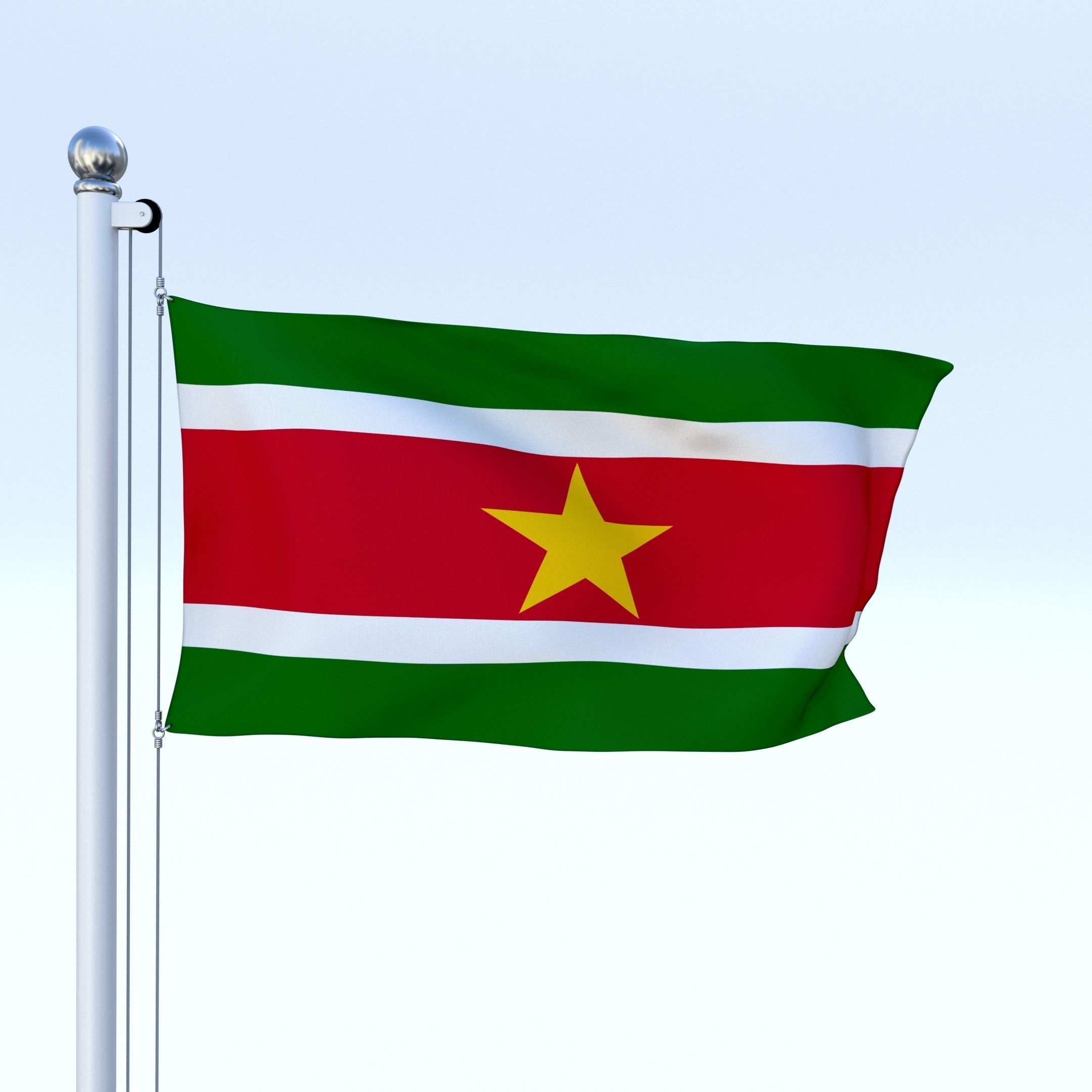 Animated Suriname Flag Low-poly 3D model_2