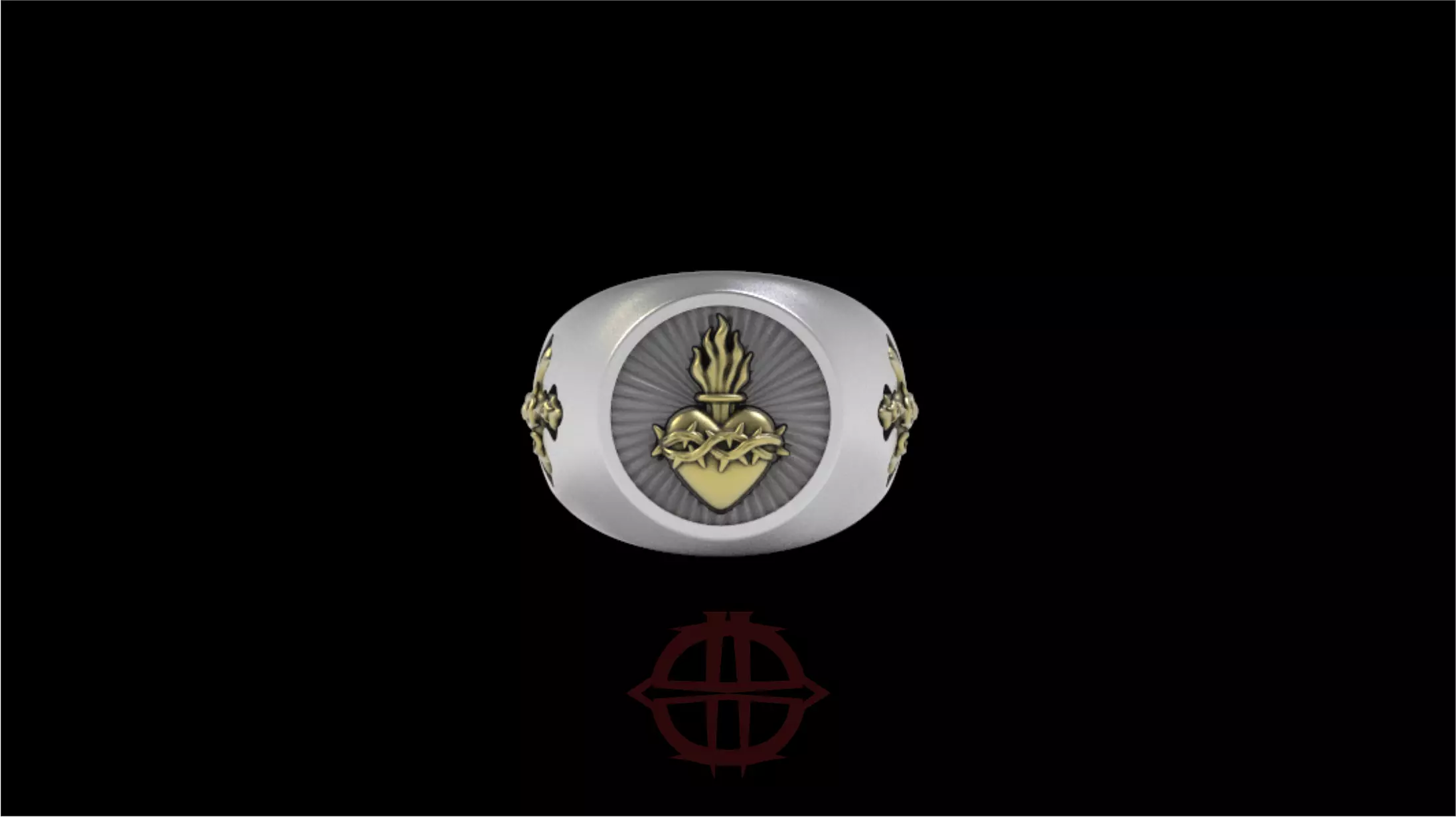 SACRED HEART SIGNET RING 3D print model