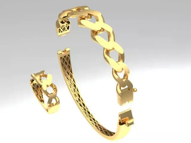 Gold Chain-Style Bracelet HighQuality 3D print model