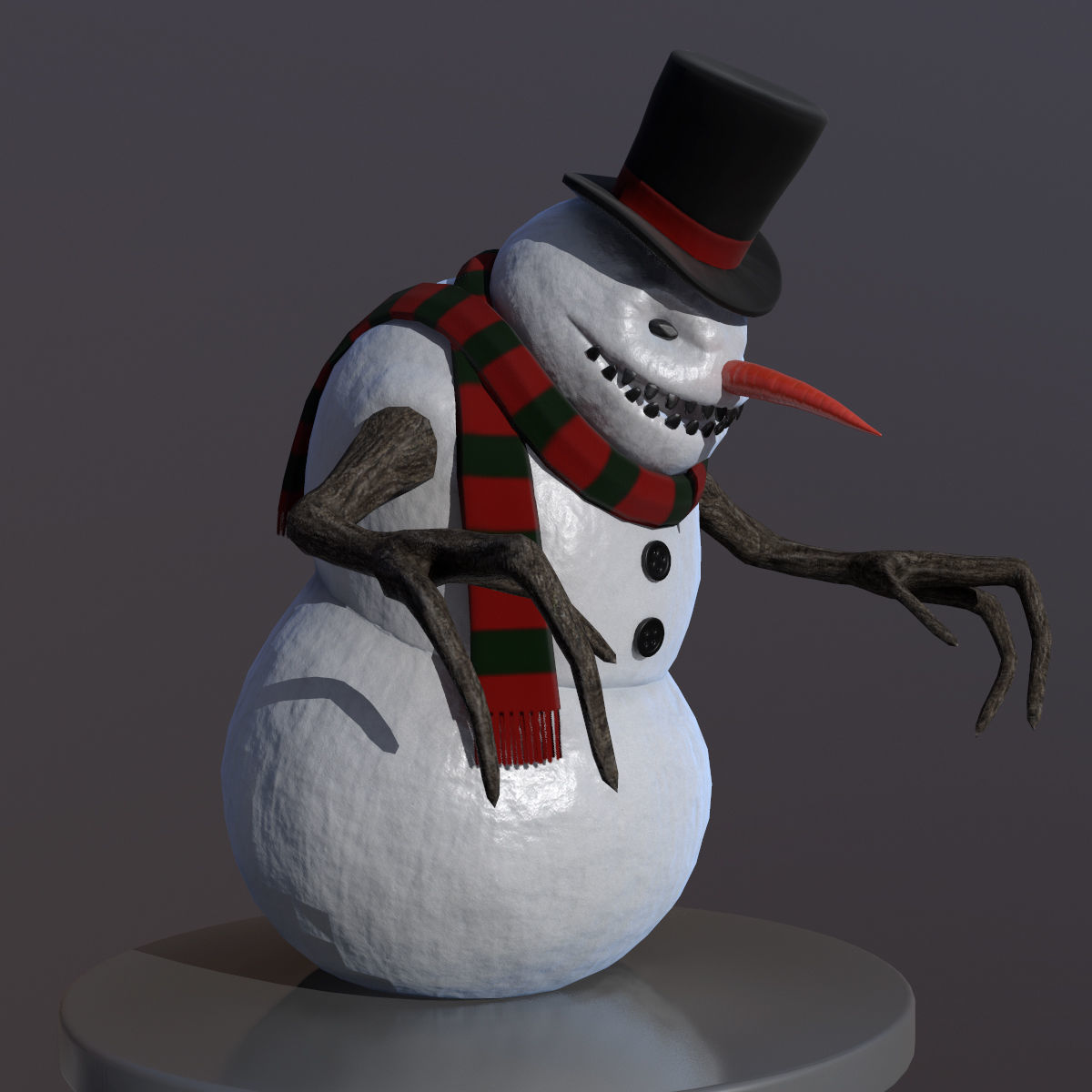 Snowman LowPoly in top hat Free low-poly 3D model_5