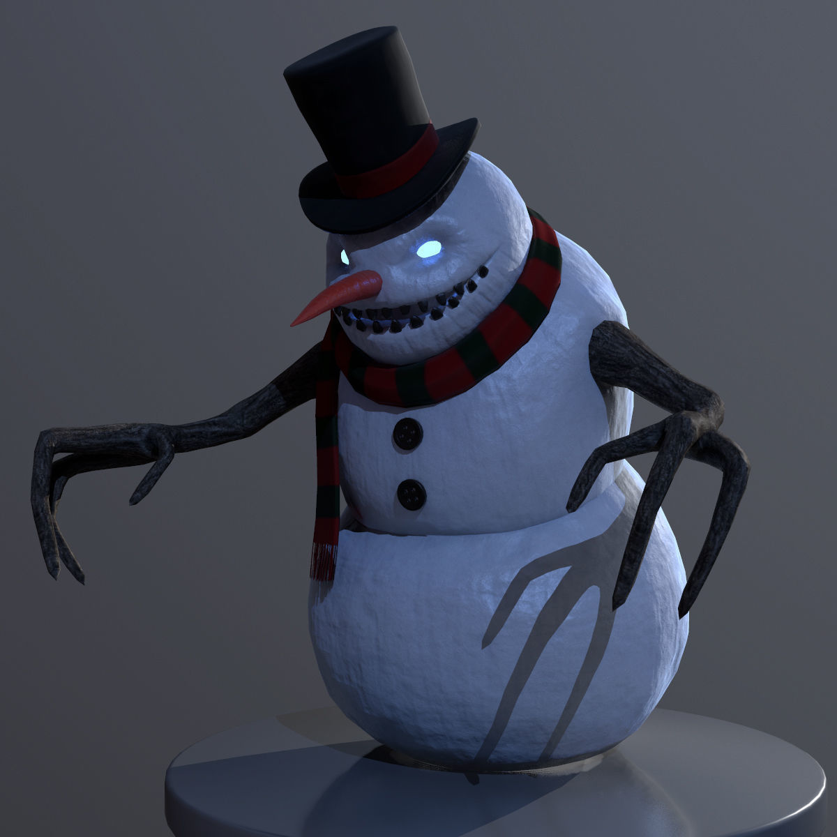 Snowman LowPoly in top hat Free low-poly 3D model_2