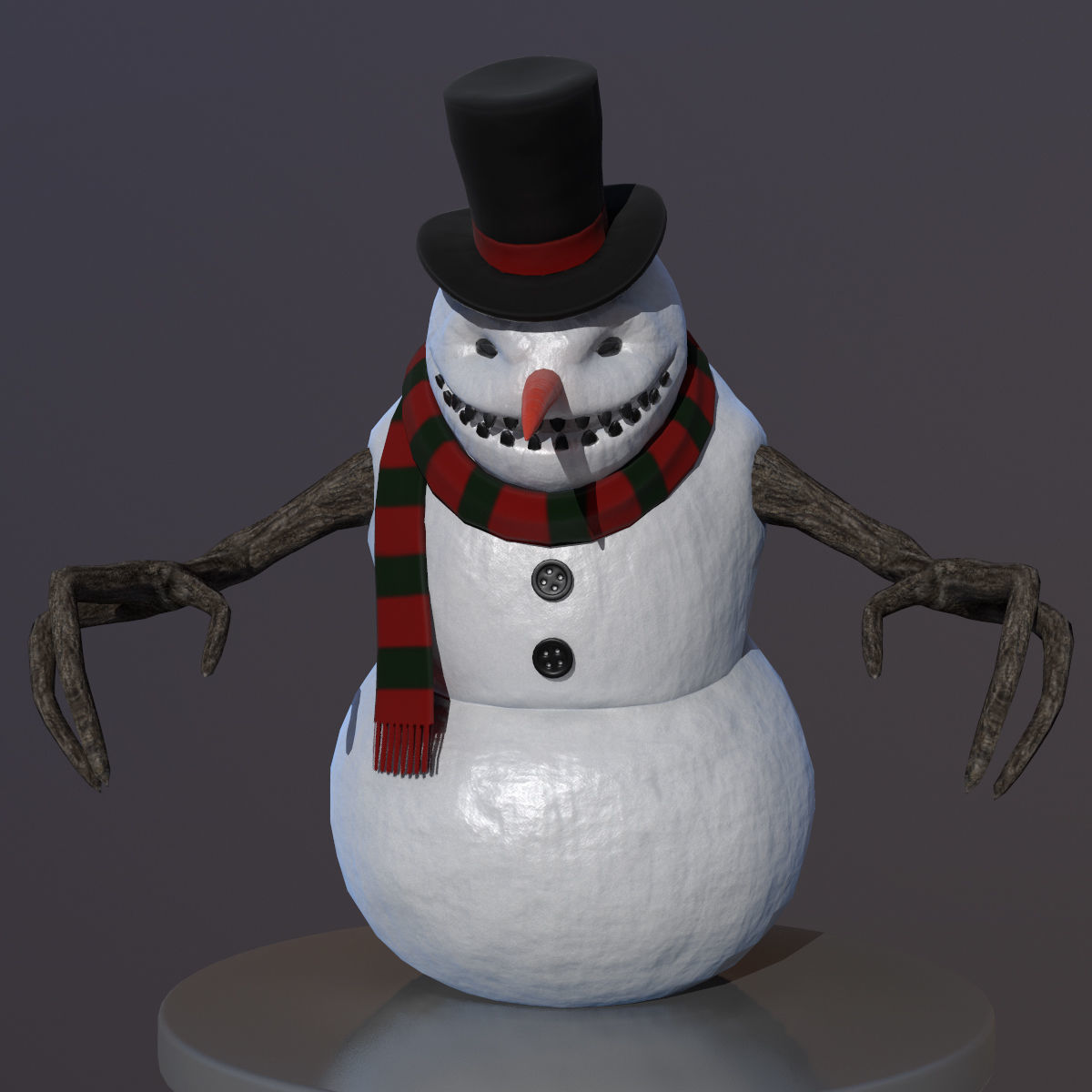 Snowman LowPoly in top hat Free low-poly 3D model_4