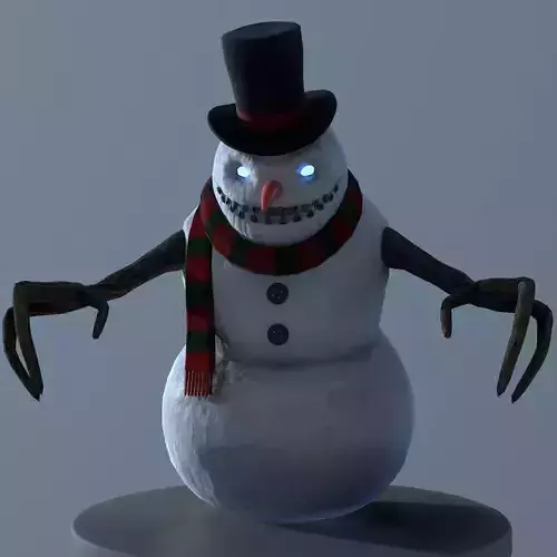 Snowman LowPoly in top hat Free low-poly 3D model