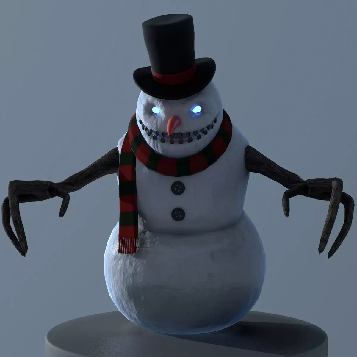 Snowman LowPoly in top hat Free low-poly 3D model_0