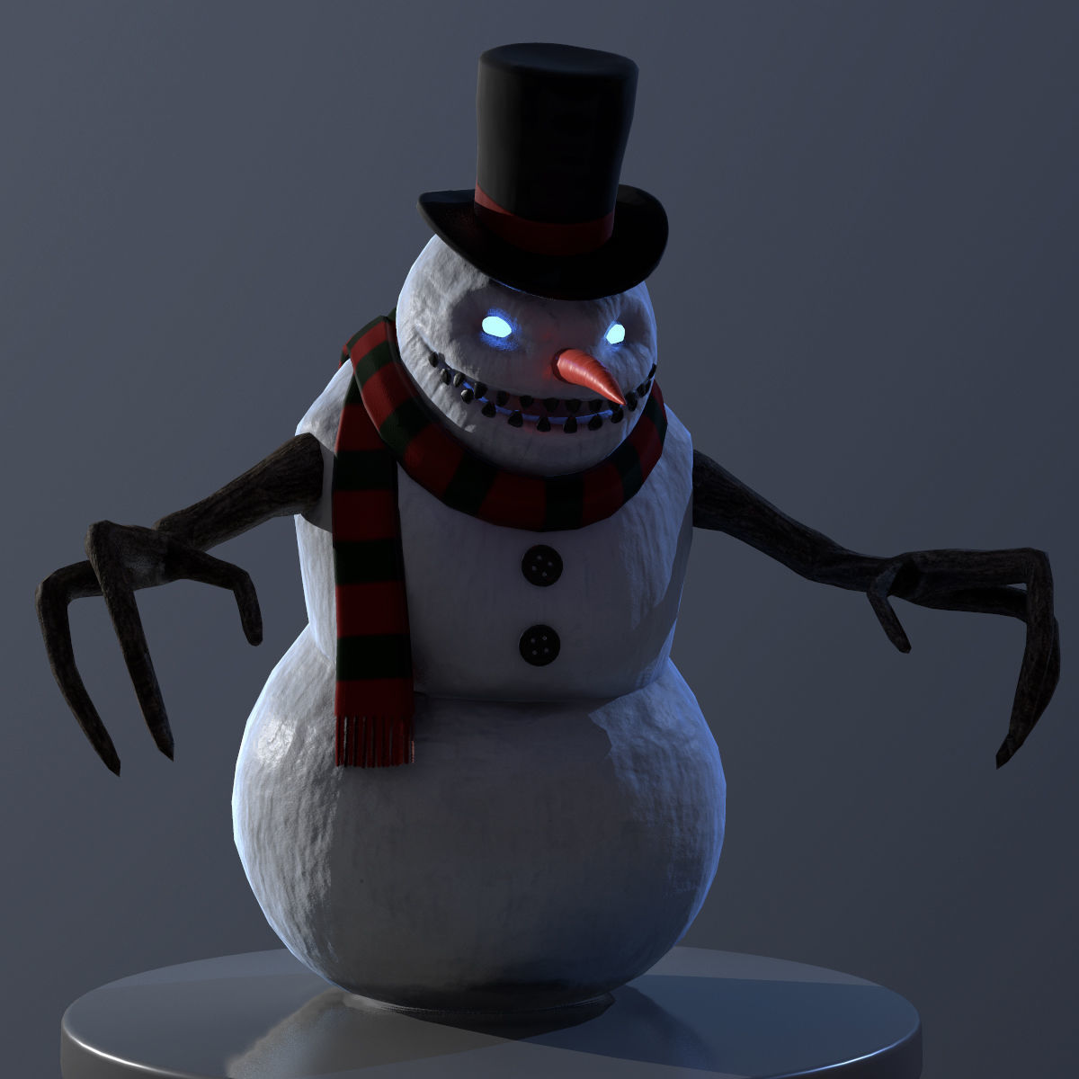 Snowman LowPoly in top hat Free low-poly 3D model_1