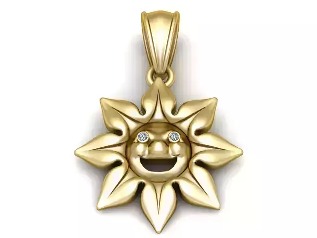 Smiling Sun Pendant 3D Printable Model