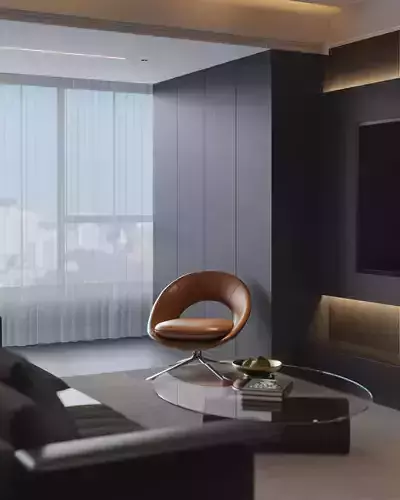 Livingroom and Kitchen 3D model 3