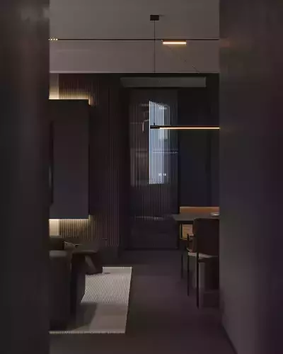 Livingroom and Kitchen 3D model 7
