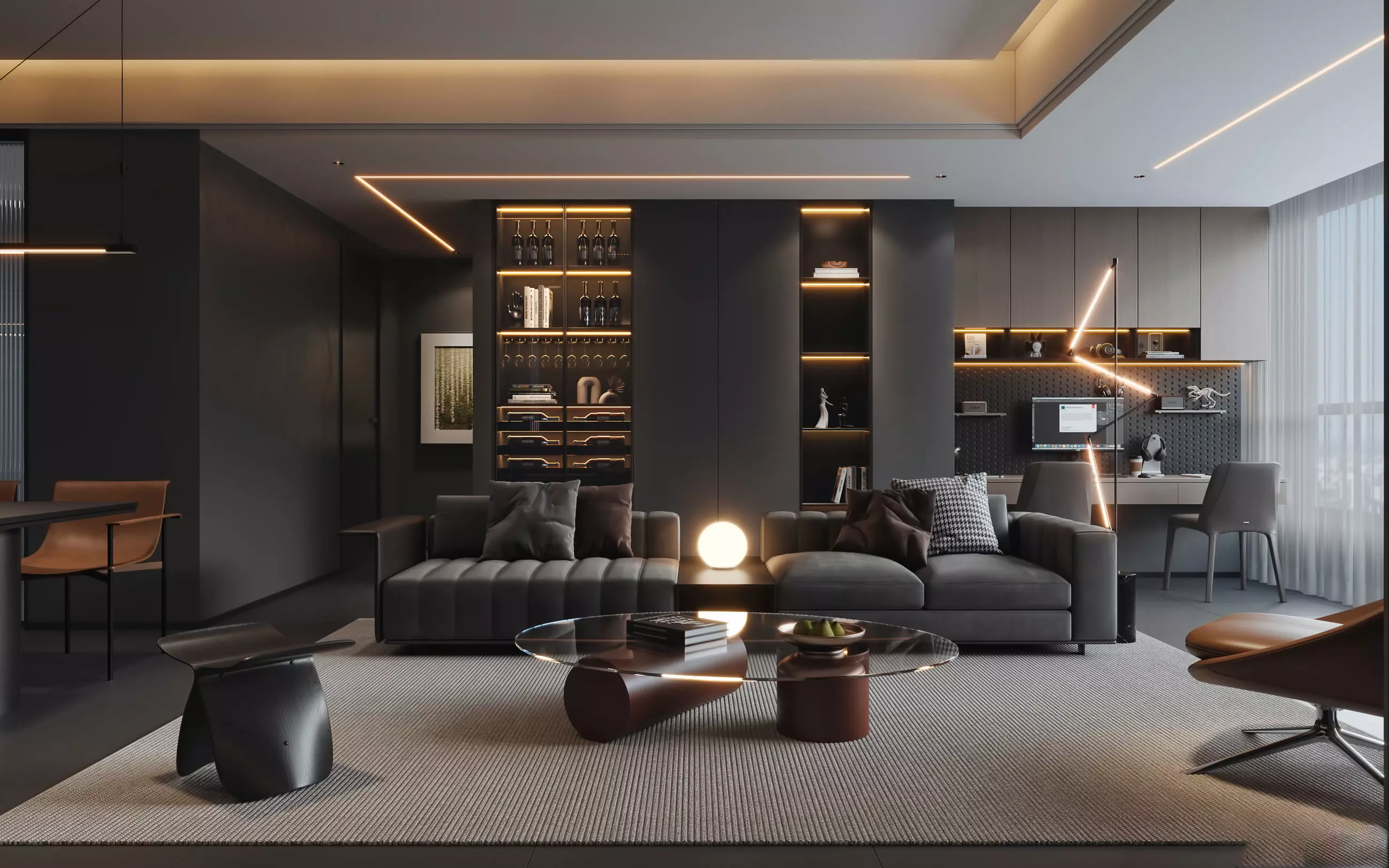 Livingroom and Kitchen 3D model