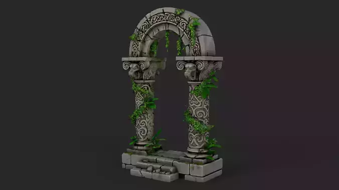 Fantasy Stone Arch High Detail  3D model 7