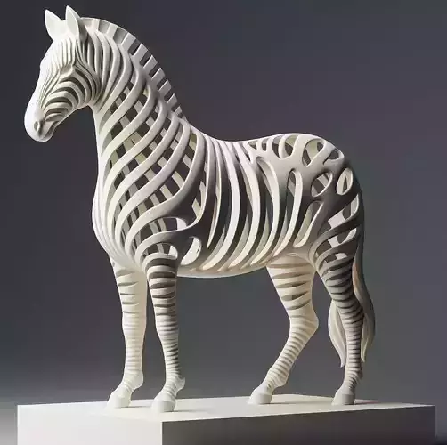 2958  Hollow Zebra with Cutout Stripes  3D Model  pug