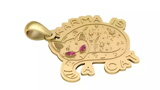 Karma Is Cat Pendant 3D Printable Model