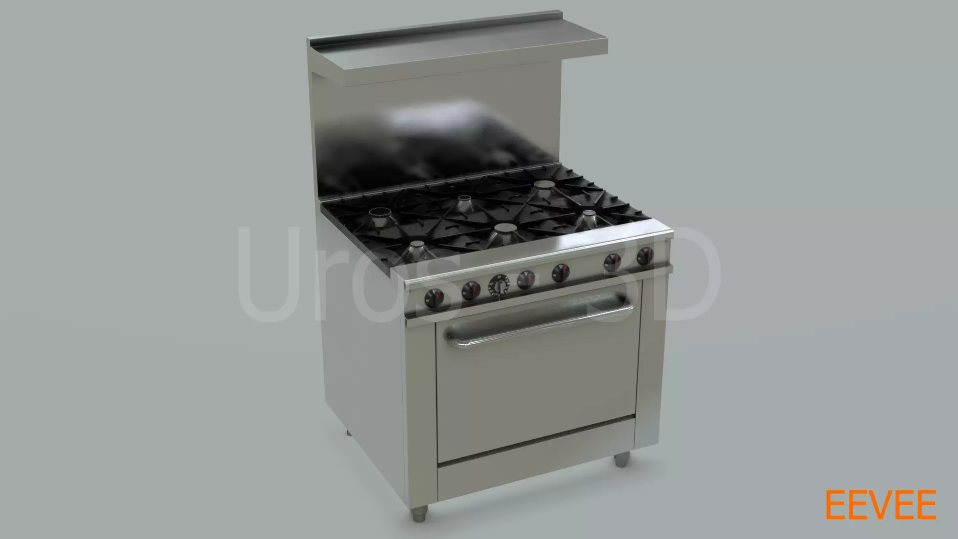Commercial Gas Range with Oven - PBR 3D model