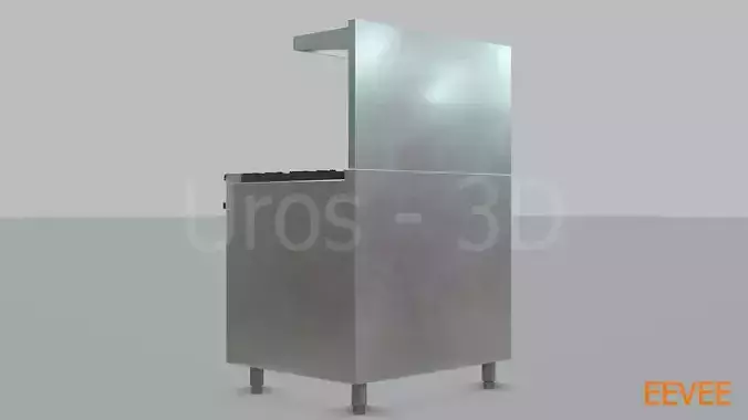 Commercial Gas Range with Oven - PBR 3D model 5