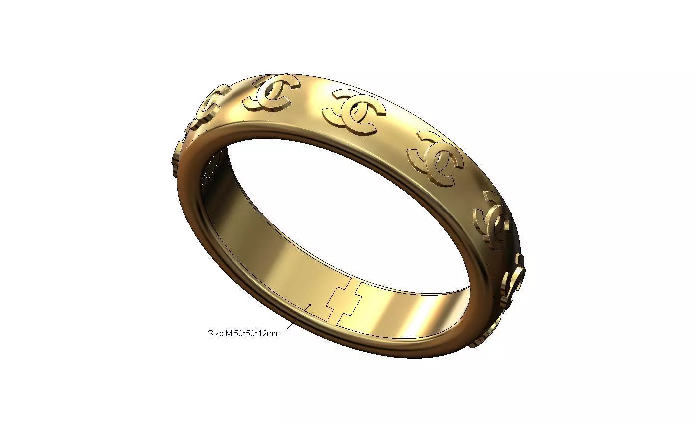 Hollow CC emblem pattern dome bangle bracelet Size M 3D print model