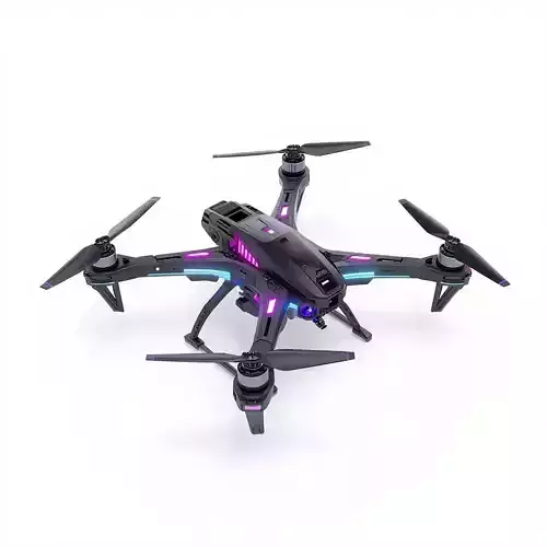 Neon Patrol Drone 3D Model Cyberpunk Quadcopter