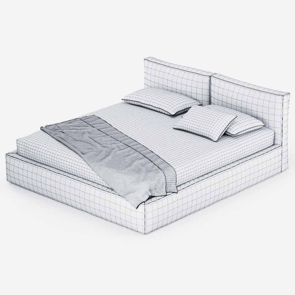 Brick Super King Size Bed 3D model_7