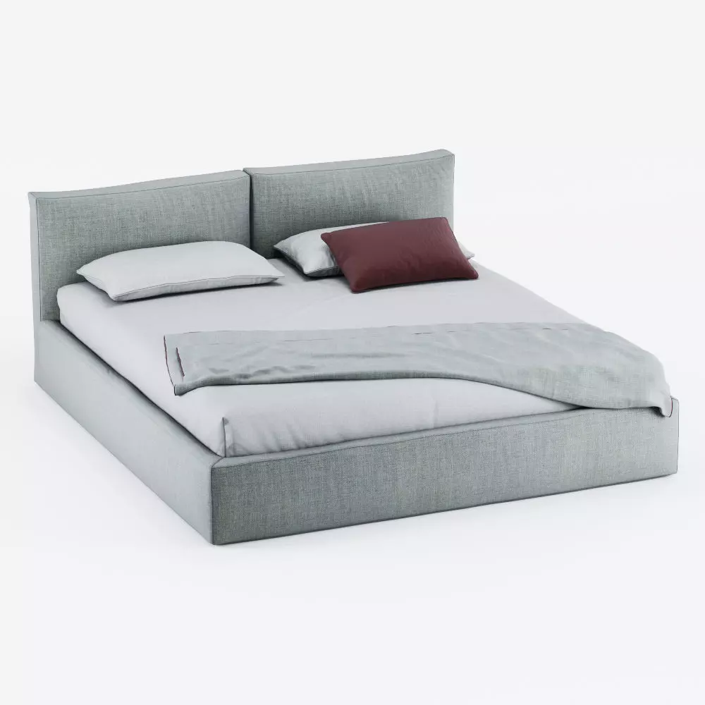 Brick Super King Size Bed 3D model_0