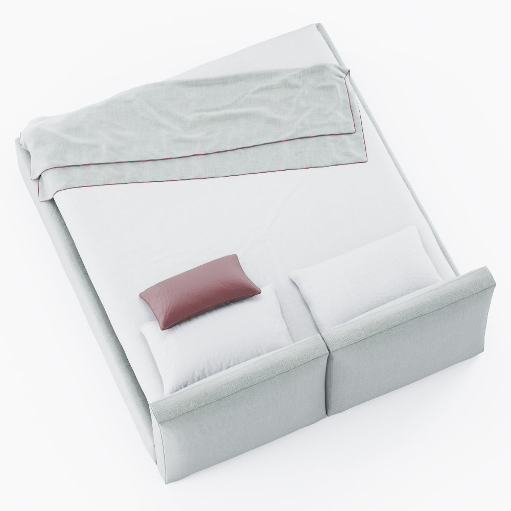 Brick Super King Size Bed 3D model_4