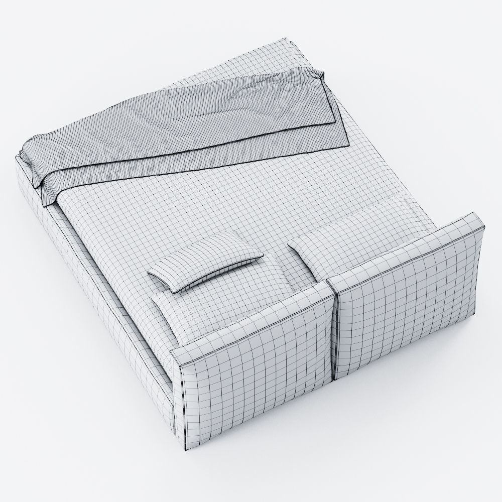 Brick Super King Size Bed 3D model_9