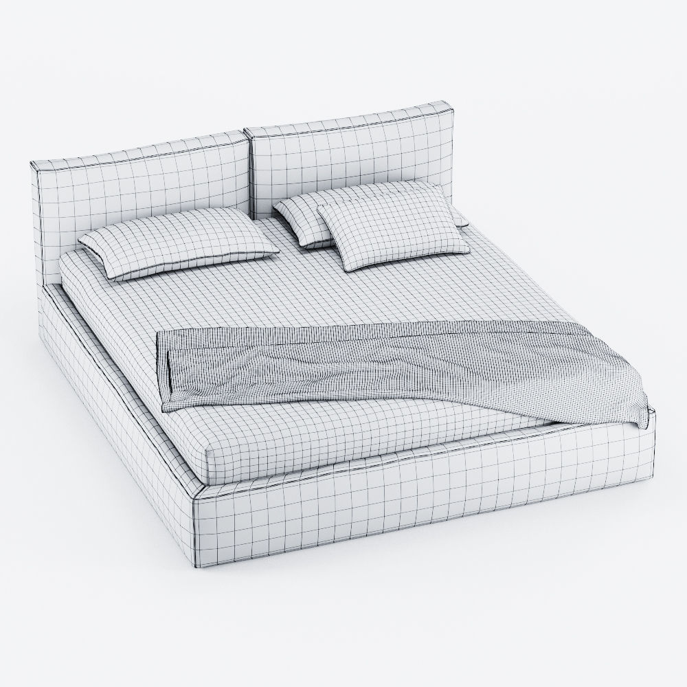 Brick Super King Size Bed 3D model_8