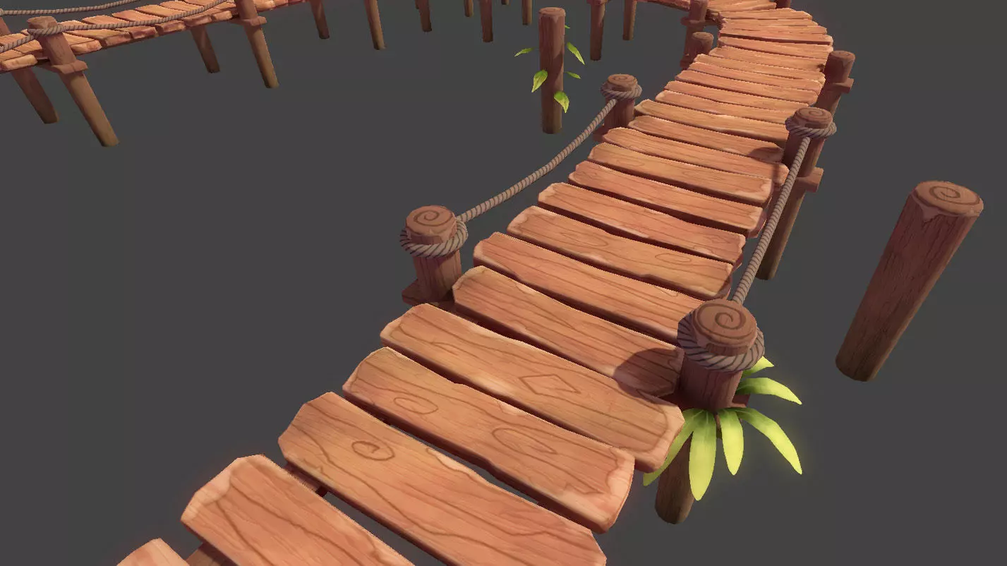 Toon Modular Bridge - Game Props Low-poly 3D model