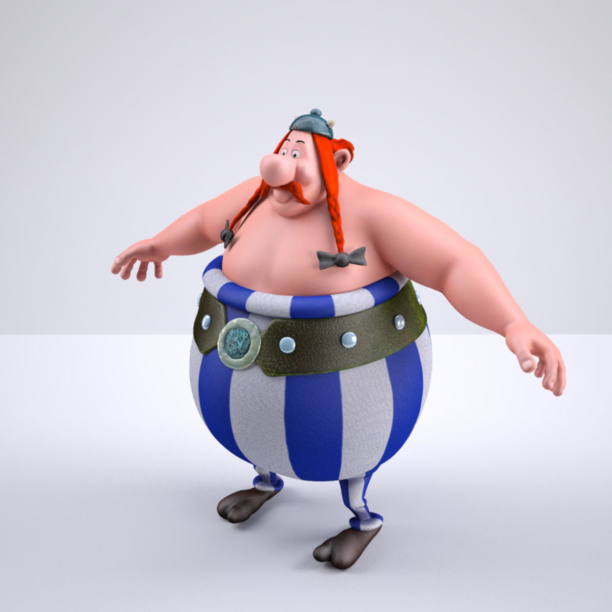 Obelix Low Poly with 4k Texture and Displacement map  Low-poly 3D model_9
