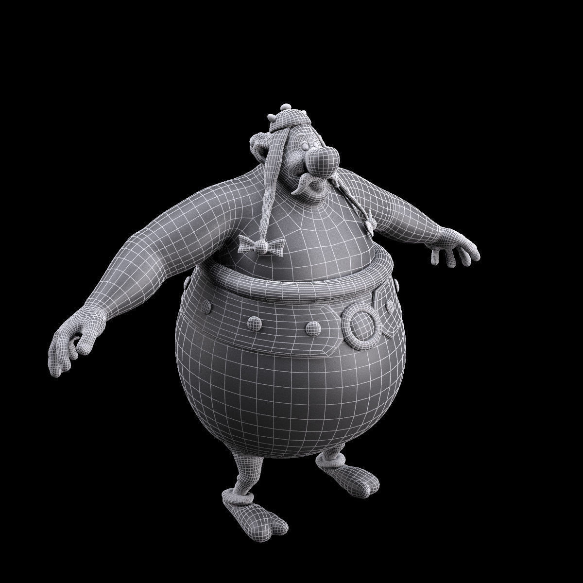 Obelix Low Poly with 4k Texture and Displacement map  Low-poly 3D model_14