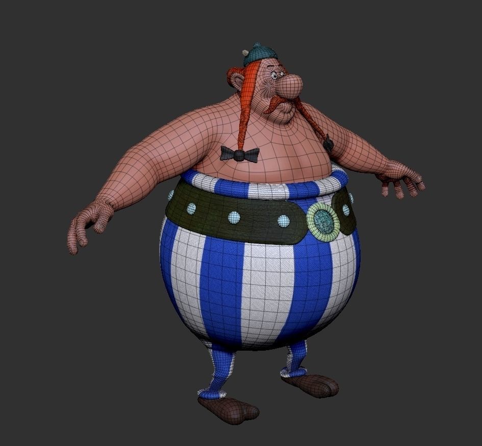 Obelix Low Poly with 4k Texture and Displacement map  Low-poly 3D model_19