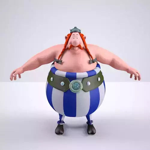 Obelix Low Poly with 4k Texture and Displacement map  Low-poly 3D model