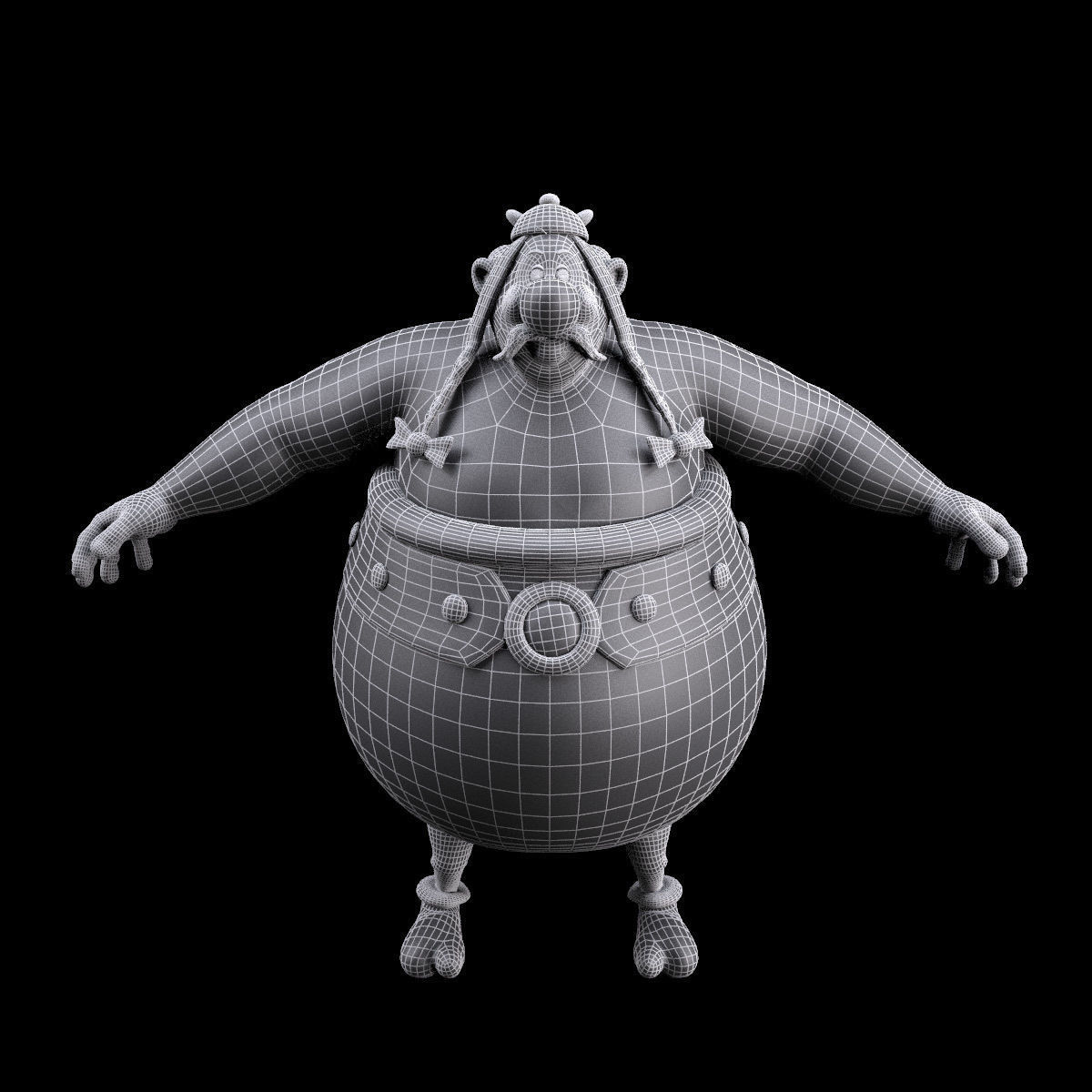 Obelix Low Poly with 4k Texture and Displacement map  Low-poly 3D model_10