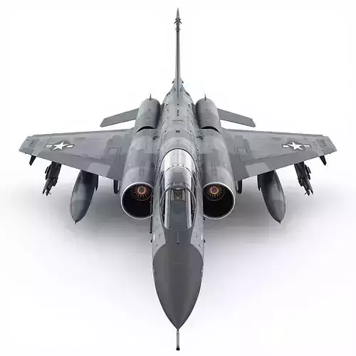 Twin Engine F4 Fighter Jet 3D Model Heavy Interceptor