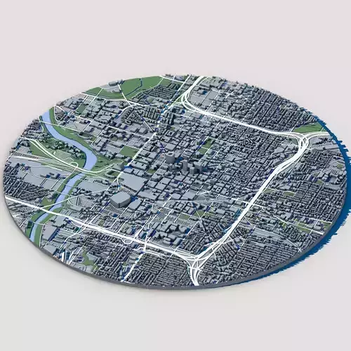 Indianapolis Cityscape Indiana State Capital Architecture 3D model