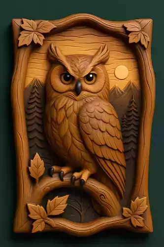 Stylized Owl Wood Carving