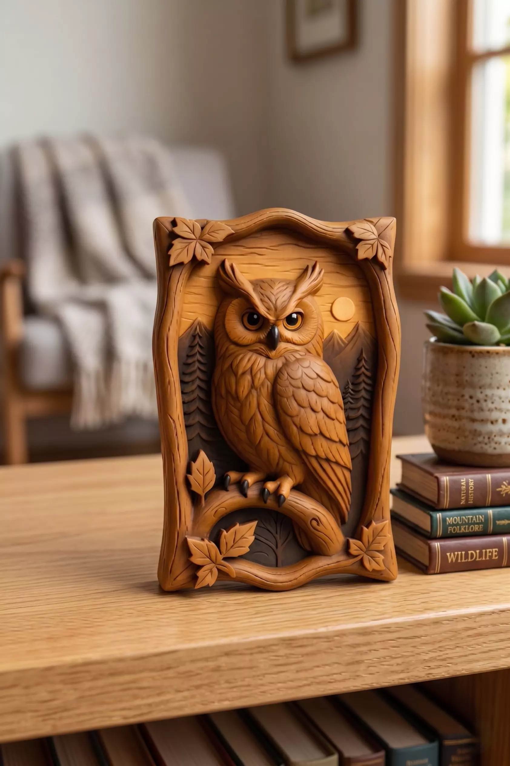 Stylized Owl Wood Carving 3D print model
