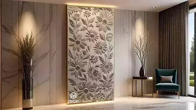 modern panel wall decor set relief stl mural CNC 272