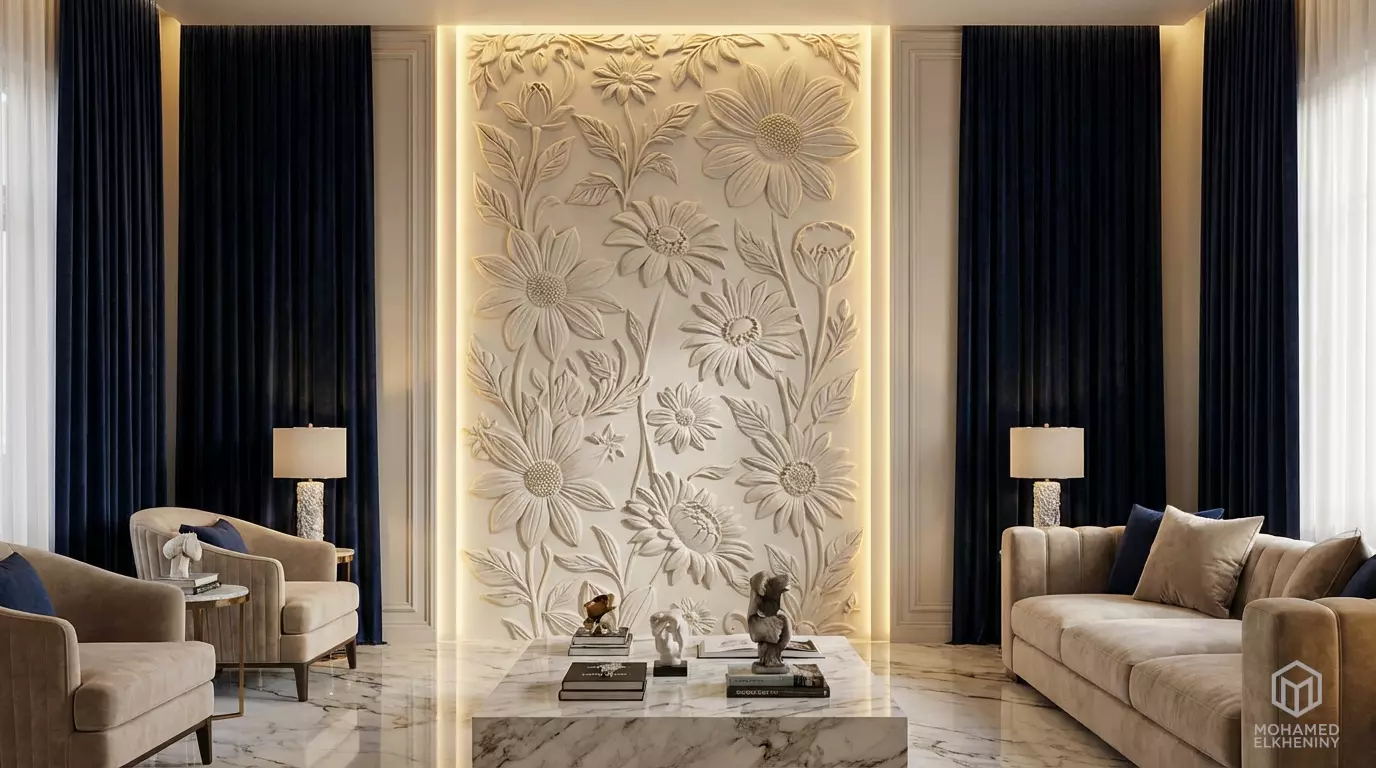 modern panel wall decor set relief stl mural CNC 272 3D model