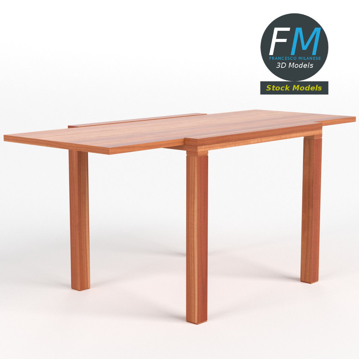 Extended table Low-poly 3D model_3