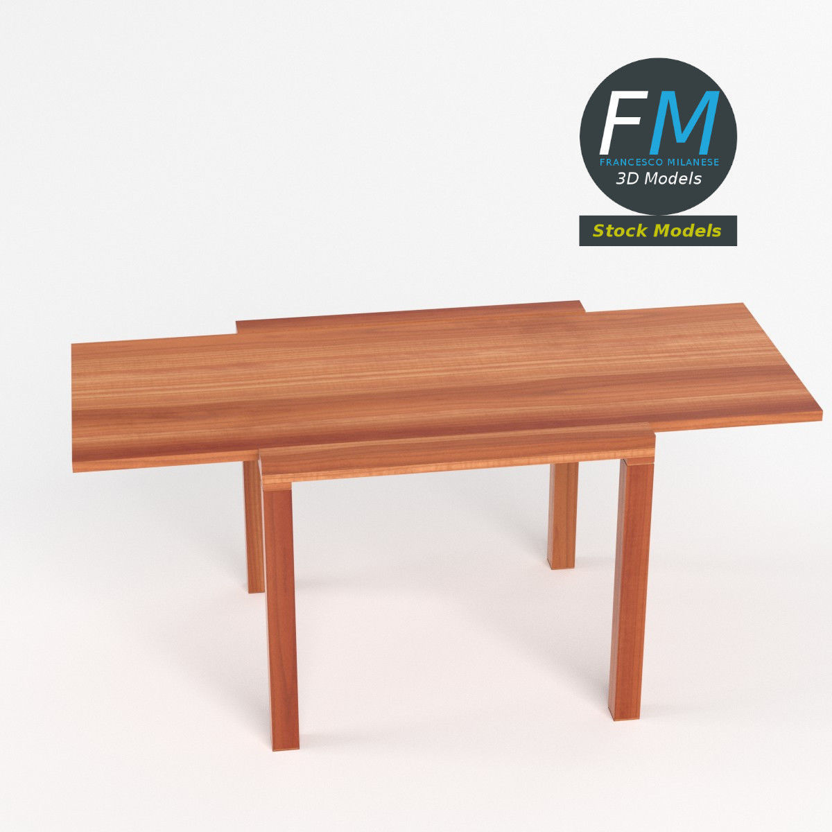 Extended table Low-poly 3D model_2