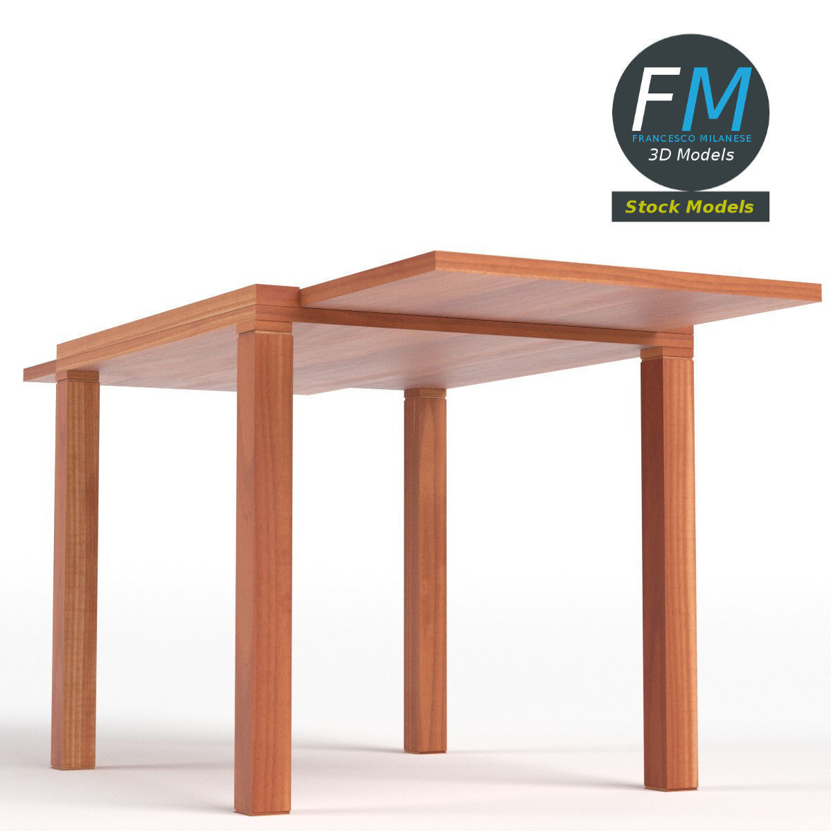 Extended table Low-poly 3D model_4