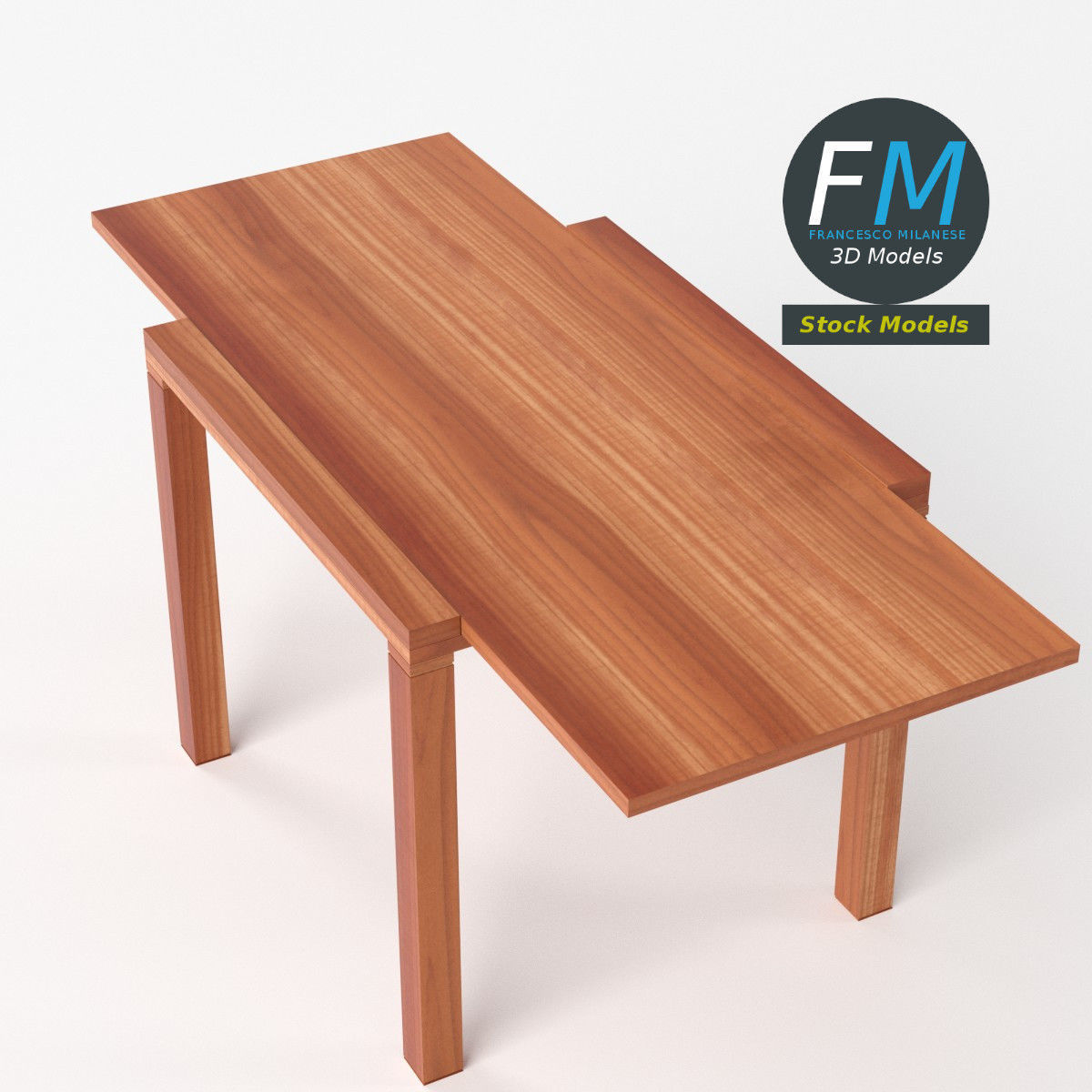 Extended table Low-poly 3D model_5